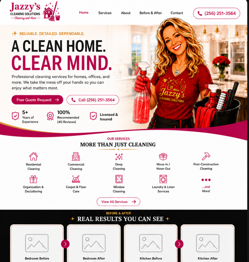 Jazzy’s Cleaning Solutions website